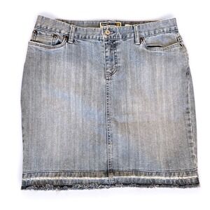 Y2K Denim Skirt Low Rise Distressed Hem Old Navy Size 10
